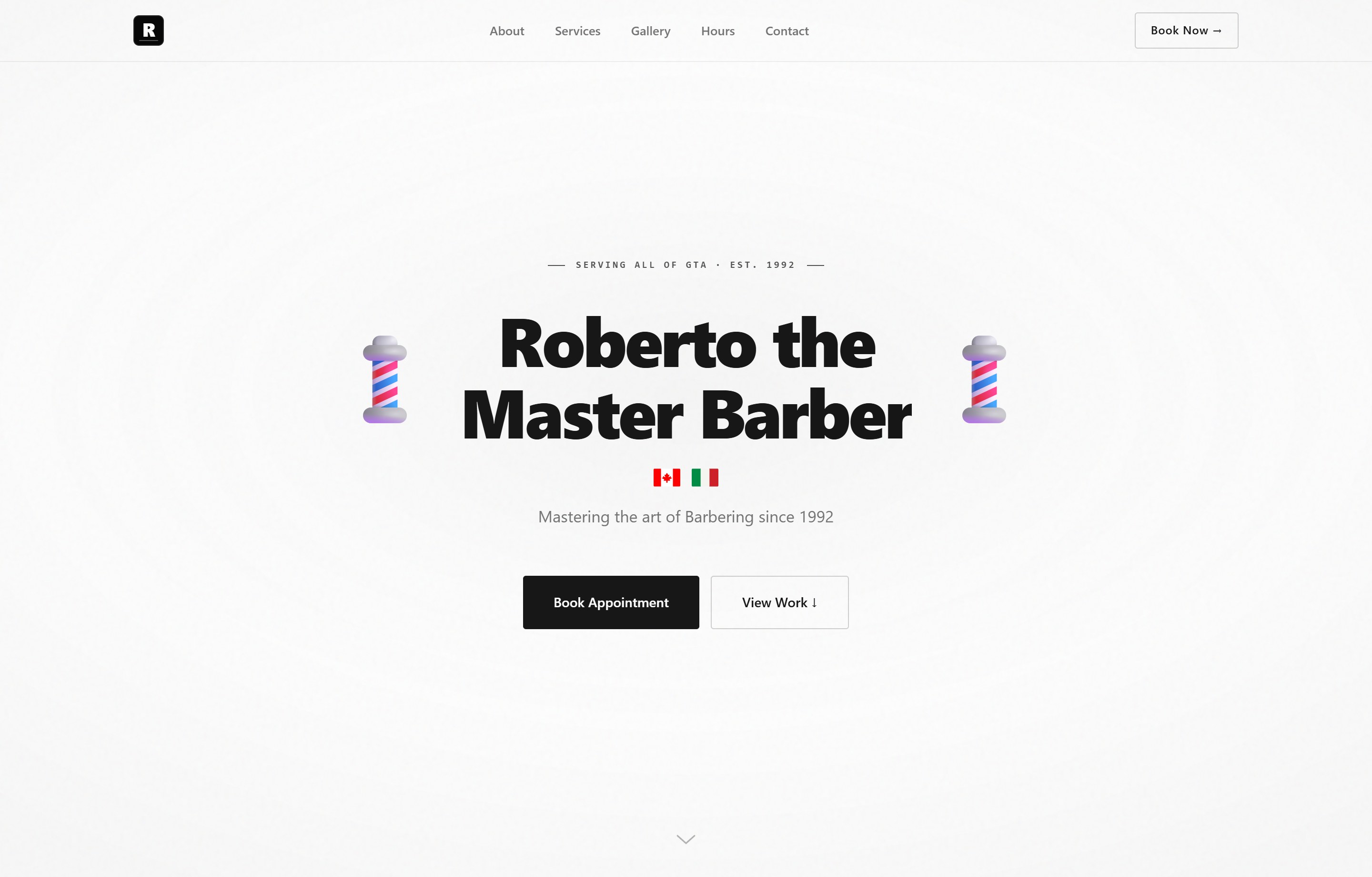 Roberto the Master Barber website hero preview